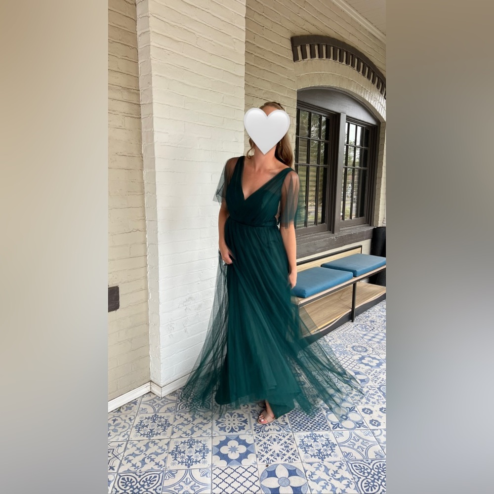 Revelry Bridesmaid Dress. Thea Tulle. Classic Emerald.